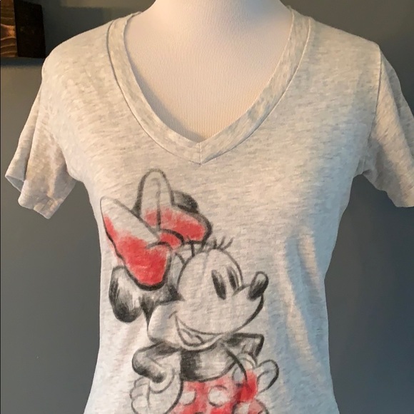 Disney Minnie Mouse Sketch V-Neck Gray Top Size S - Picture 4 of 8